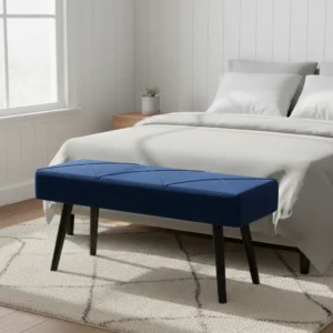 Banco pie de cama HOMCOM acolchado azul oscuro