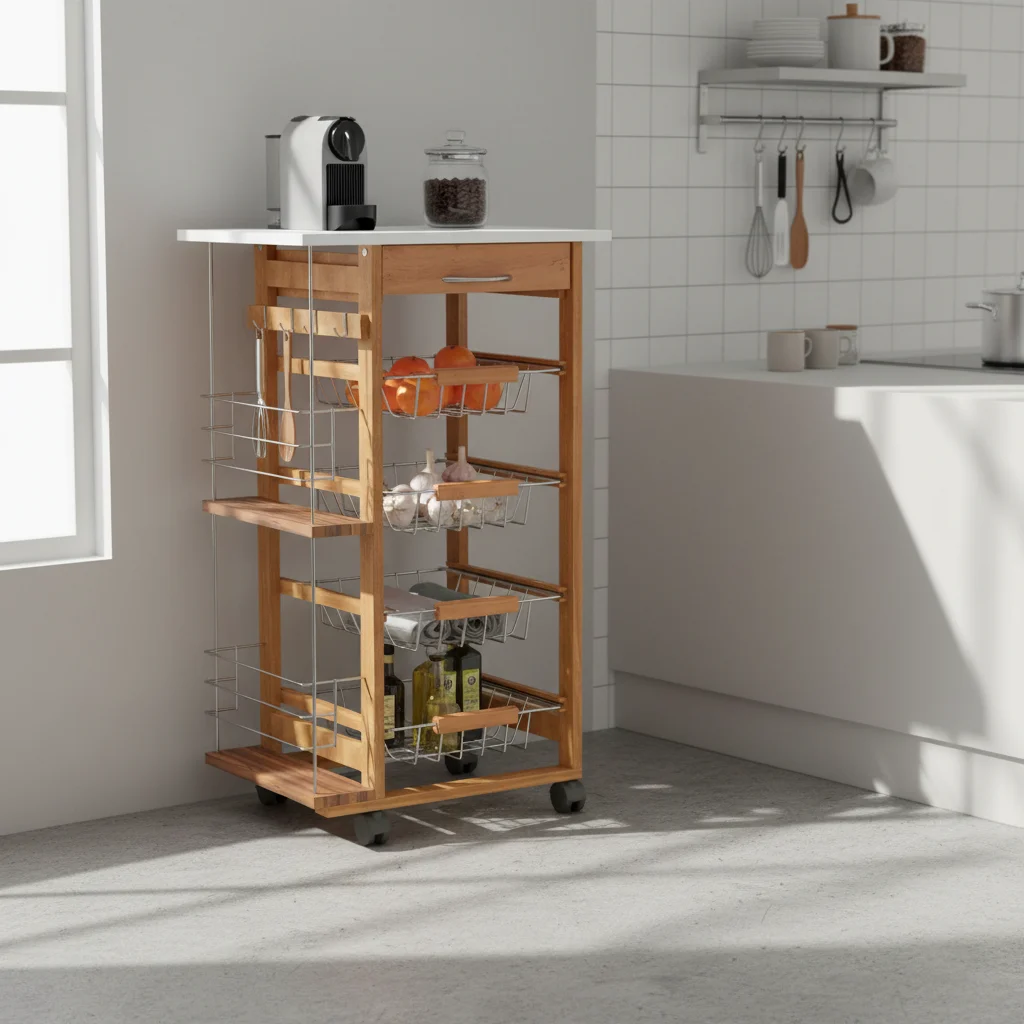 Carrito auxiliar de cocina compacto HOMCOM