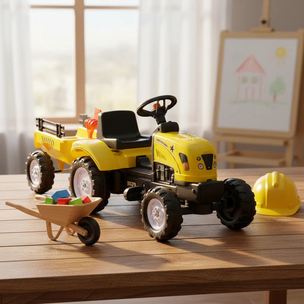 Tractor a pedales infantil con remolque