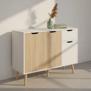 Aparador HOMCOM moderno blanco y natural