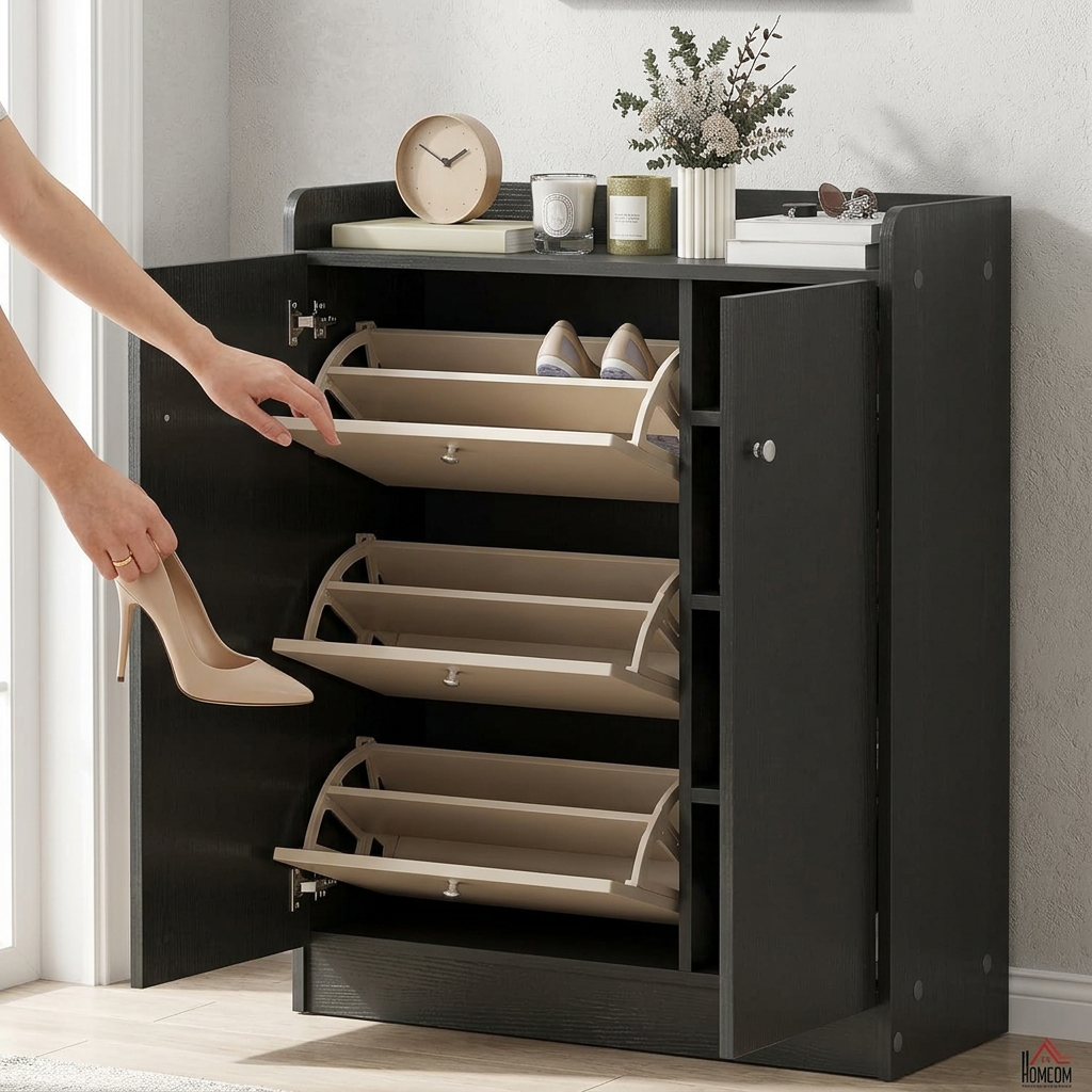 Tres enfoques HOMCOM: puertas, tapas abatibles y formato estrecho