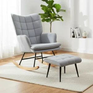 Silla mecedora con reposapiés a juego