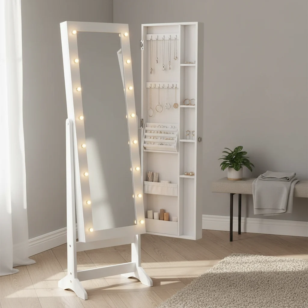 Espejo joyero de cuerpo entero con luces LED