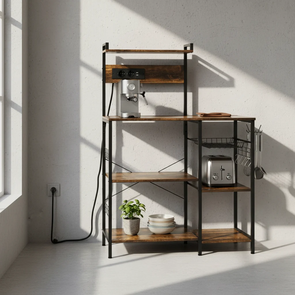 Estantería de cocina industrial con enchufe y USB