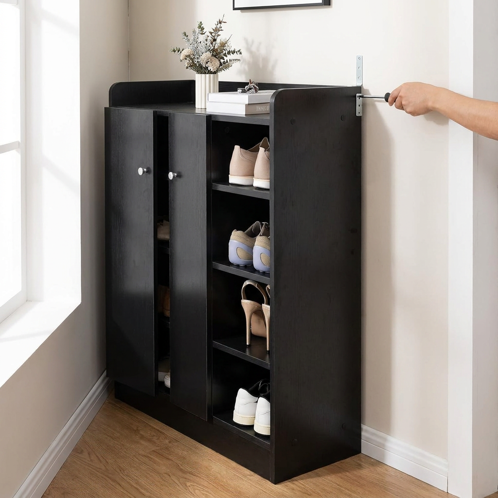 Seguridad y fijación a pared: criterio serio en muebles estrechos