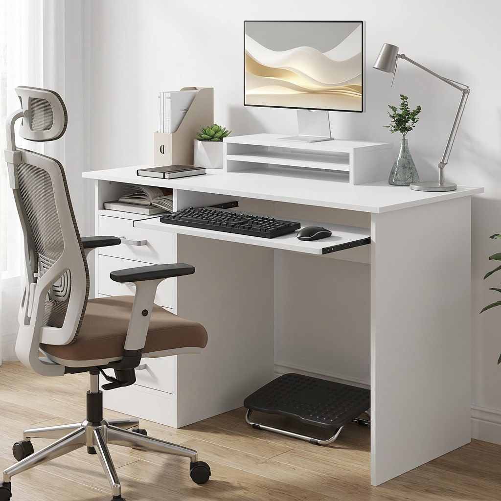 Ergonomía práctica en un escritorio HOMCOM: alturas, pantalla y postura que no castiga